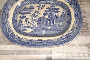 Victorian Very Large Antique Blue and White Food Serving Platter, postage available on all my items