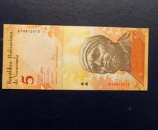 Venezuela 2007.5 Cinco.Uncirculated Banknote.