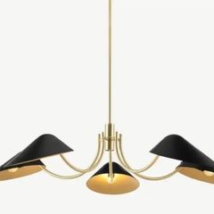 Black and brass 5 lamp chandeliers