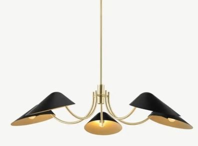 Black and brass 5 lamp chandeliers