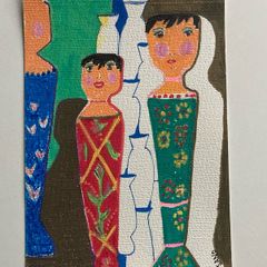 Original drawing original art Peg dolls Figurative artcontemporary Irish Art abstract painting