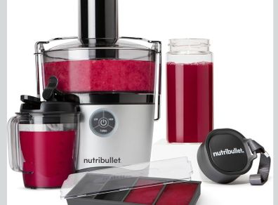 High Street TV nutribullet 1000W Juicer Pro - Large 2L Pulp Basin & 800ml Juice Pitcher - Three Precision Speeds, Wide 3'' Chute & Dishwasher Safe - Includes Glass To-Go Bottle 340ml & Freezer Tray