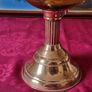 Vintage 21 Inches Tall Brass Double Burner Victorian Oil Lamp With Amber Glass Oil Font And With White Opaque Fluted  Glass Globe Shade Image 9