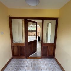 Solid Teak Door & 2 Glazed Side Panels