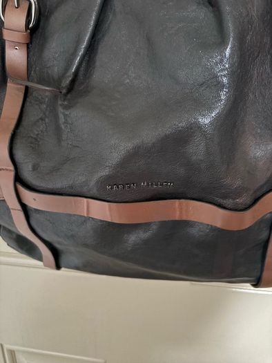 Genuine leather black and dark brown shoulder bag by Karen Millen