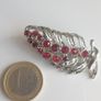 Vintage silver tone red stone brooch pin Image 2