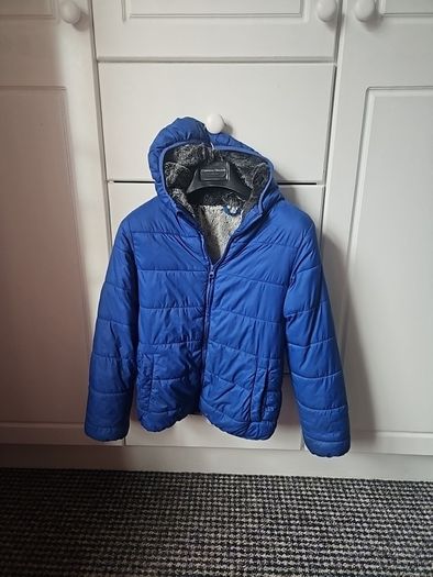 Boys faux fur lined snug hooded coat with pockets