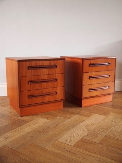 Delivery Available G Plan Fresco Teak Bedside Cabinets Chests Of Drawers Mid Century Vintage Retro Pair