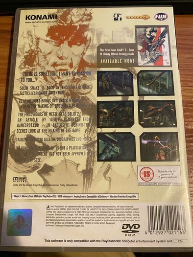 Metal Gear Solid Sons Of Liberty Playstation PS2 - English PAL