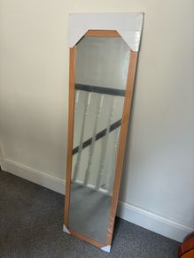 Overdoor Mirror Oak Frame 34x126cm