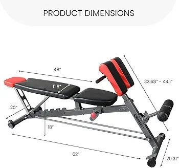 Multi-Functional FID Weight Bench for Full All-in-One Body Workout  Hyper Back Extension, Roman Chair, Adjustable Ab Sit up Bench, Incline Decline Bench, Flat Bench