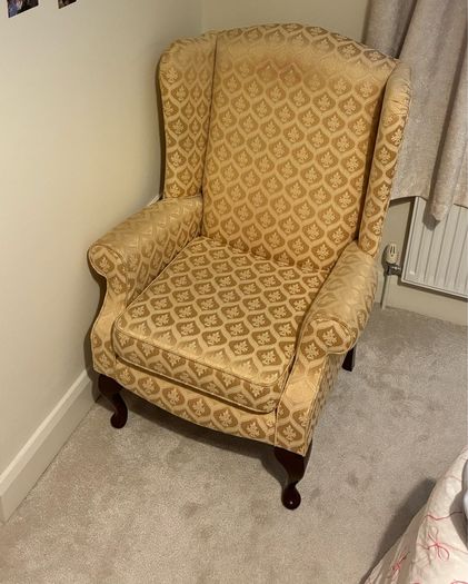 Queen Anne wingback armchair