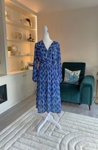 Ladies Blue Faux Wrap Midi Dress from Kate & Pippa