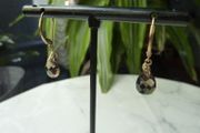 9ct Gold Smoky Quartz and Diamond Drop Earrings, Leverback, 1.58g