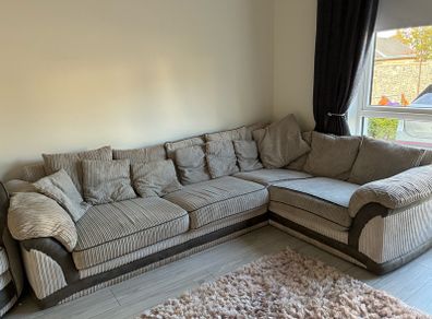 3 Seat L shaped Sofa & Spin Chair