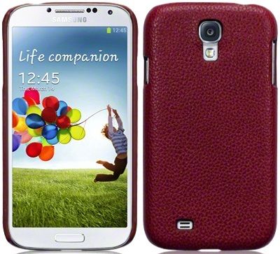 New Samsung I9500 Galazy S4 Covert Pu Leather Back Case Cover Leopard Print / Red Textured Design