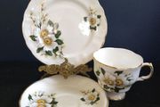 Fabulous Arklow Pottery Bone China Trio in Excellent Cabinet Condition - a Lovely Floral Pattern in White, Yellow and Green