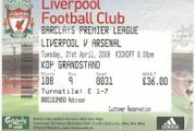 Liverpool vs Arsenal Ticket Stub - April 21, 2009 - Arshavin 4 Goals - 0013