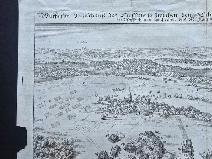 3 Matthaus Merian Antique Battle Engravings  17th Century Framed Set