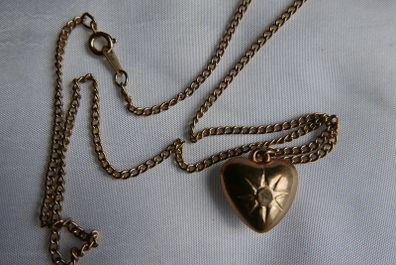 Vintage Gold Plated Korea Necklace and Pendant  Heart