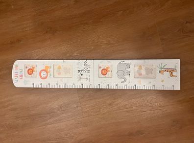 NEW Kids Wooden Height Chart with 4 Photo Frames Safari Animals