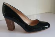 Xaira Black Patent Leather Block Heels Size UK2 EU35 New With Box Shoes CAN POST