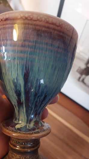 Wonderful Single Studio Art Pottery Goblet by Martin Branch Lyre Pottery, Cloncorban, Rossmore, Clonakilty, West Cork in a Fabulous Colourful Variegated Glaze. # Two