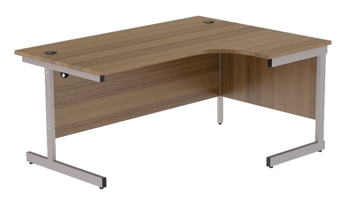 New Radial Desk with Cantilever Legs 1600 x 1200mm - Dark Walnut