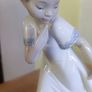 Lladro Girl & Her Puppy Pulling Her Dress Nao Excellent Condition Lovely Image 2