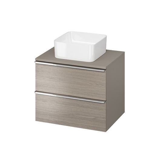 Virgo Wall-Hung Vanity Unit Dark Oak 60cm + Anthracite Basin