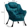 Comfy Chair for Living Room Bedroom Reading Chair Small Sofa Chairs Relax Arm Chairs with Steel Frame, Blue Green Image 3