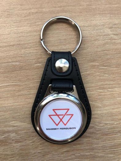 Synthetic leather Massey Ferguson key ring with shopping trolley token/coin