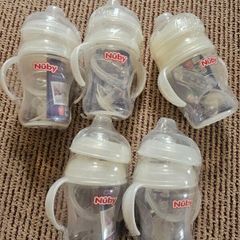 Five Brand New NUBY  Natural Touch 3 Stage Wide Neck Transitioning Bottle to Cup (240ml ) +  Soother  SAMPLE  PACK