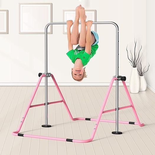 Gymnastics Bar, Folding Horizontal Bar Gymnastics Equipment for Kids Home Training, Expandable Gymnastics Training Bar Junior with Adjustable Height for Girls Boys (FREE SHIPPING)