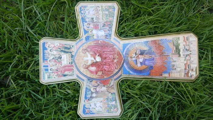 Cross. Crucifix Jesus Christ Decoupage Crucifix Wooden Scenes of His Life wall 15,4" x 11"