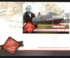 2014 Isle of Man Centenary of Panama Nala (Showing Queen Elizabeth Liner in Panama) Miniature Sheet Commemorative Stamp First Day Cover (FDC)