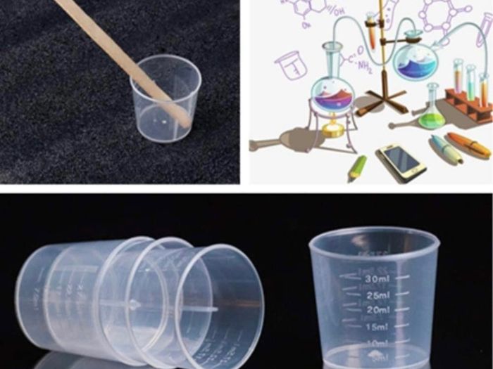 60 Pack 30ml Plastic Mixing Cup Measuring Cups Graduated Cups with 50 Pack Wooden Stirring Sticks Plastic Mixing Kit for Mixing Resin Paint Stain Epoxy (FREE POSTAGE)