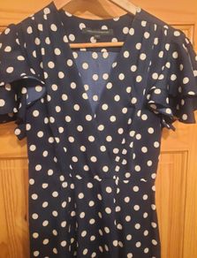 Navy & white polka dot dress French Connection