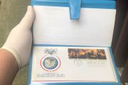 The American Bicentennial Medallic First Day Cover 1976 by John Pinches Ltd, London with Sterling silver coin