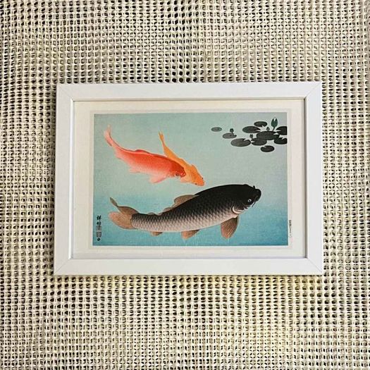 Laminate Glossy 280gsm Canvas Poster A4 Size Featuring Common and Golden Carp (1935) by Ohara Coson