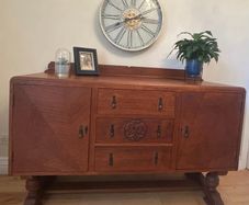 Vintage Carved Solid Oak Sideboard