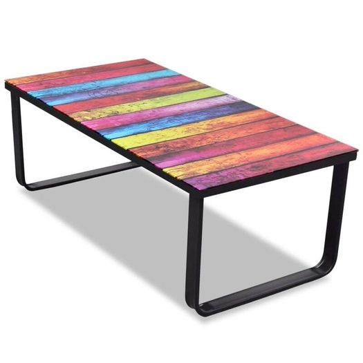 Coffee Table Rainbow print on top with black frame