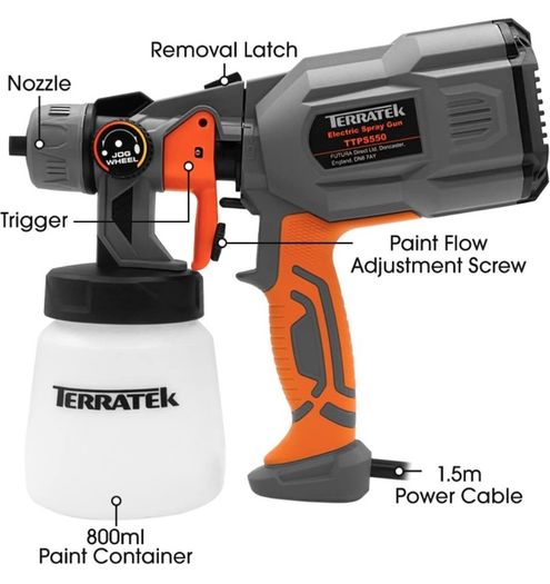Paint Sprayer, 650W DIY Electric Spray Gun with 3 Spray Patterns, 1 x 800ml Paint Cups, HVLP Hand Held Spray Gun System, Fence Sprayer, Adjustable Valve, Painting, Varnishing, Lacquering (FREE POSTAGE)