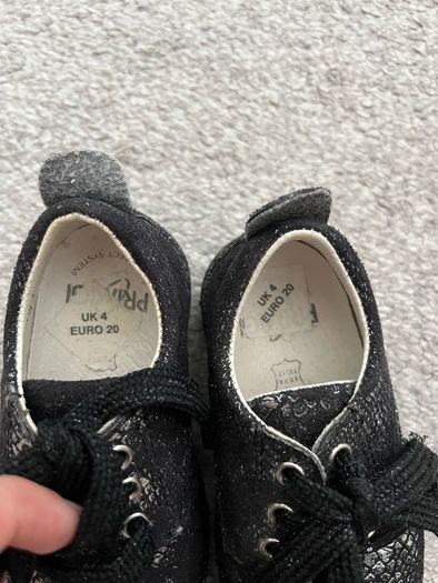 Primigi Baby Girls Black Silver Metallic Shimmer Leather Shoes EU 20 UK 4
