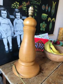 Hand turned Sycamore wood lamp ! plastic free !