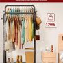 Clothes Rail - Double-Rod Rustproof Clothes Rack with Anti-Slip Stoppers, Shoes Shelf and Hooks, Multifunctional Hanging Rack for Laundry, Entryway, Bedroom, Shop, 73 x 42 x 150 cm, Black Image 5