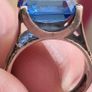A Vintage Sterling Silver Gemstone Blue Emerald Cut Ring. Ring Size K Total Weight 5.86 Grams. Image 6