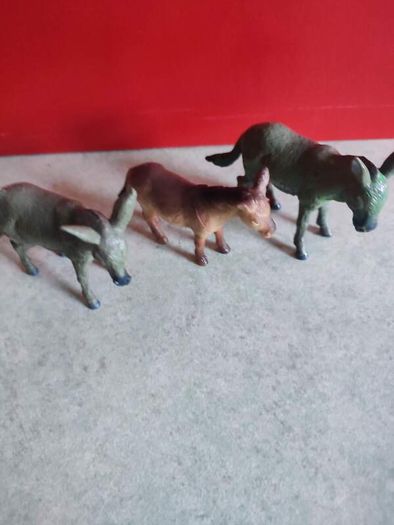 3 DONKEY Plastic Toy Animals - Farm Animal .