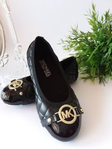 MICHAEL KORS Black Patent Ballerina Flats Size UK 10