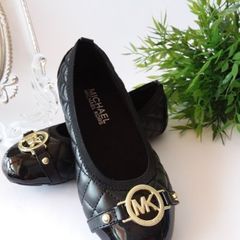 MICHAEL KORS Black Patent Ballerina Flats Size UK 10